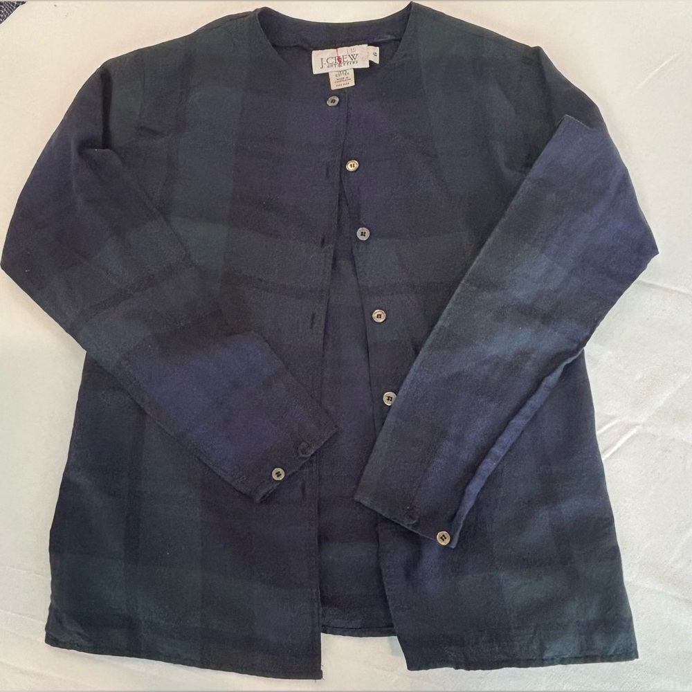 Vintage J.Crew Collarless Button Up Shirt with Matching Skirt